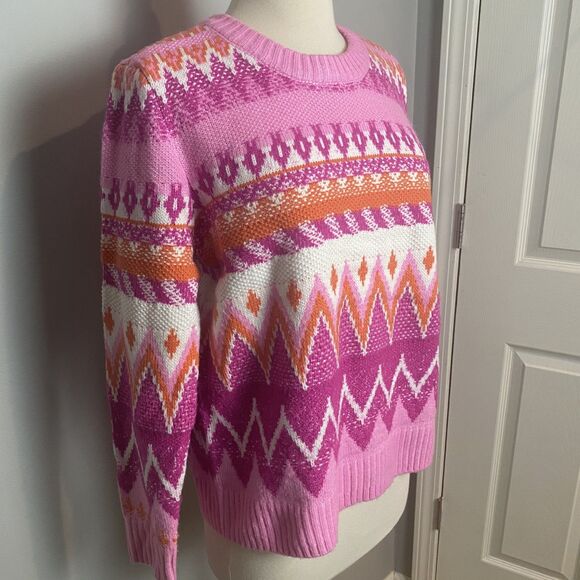 Pink St. John's Bay Fair Isle Sweater - Size M - Picture 2 of 8